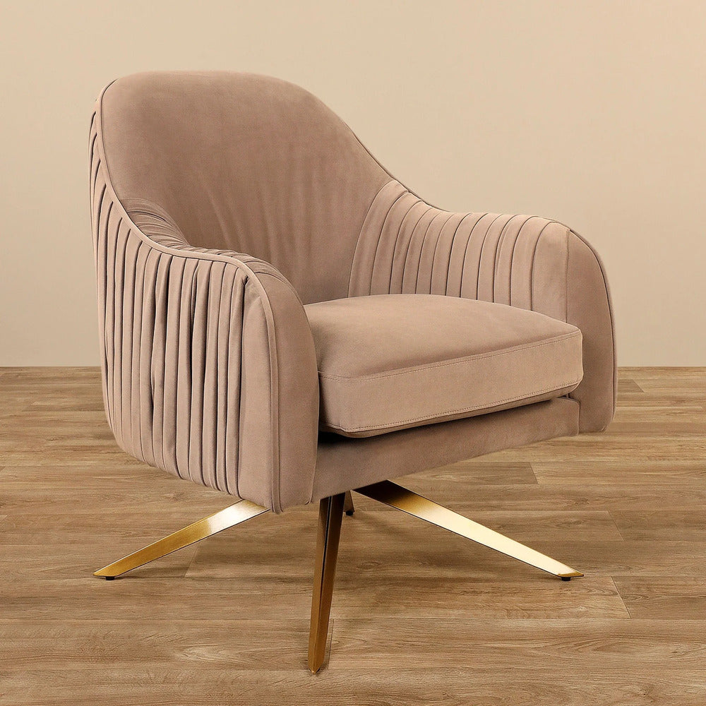 Gladden Revolving Accent Chair Light Brown | Swivel Accent Chair Light Brown