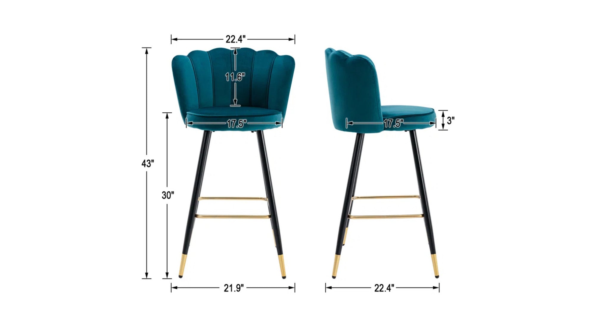 Flower Counter Stool - Teal