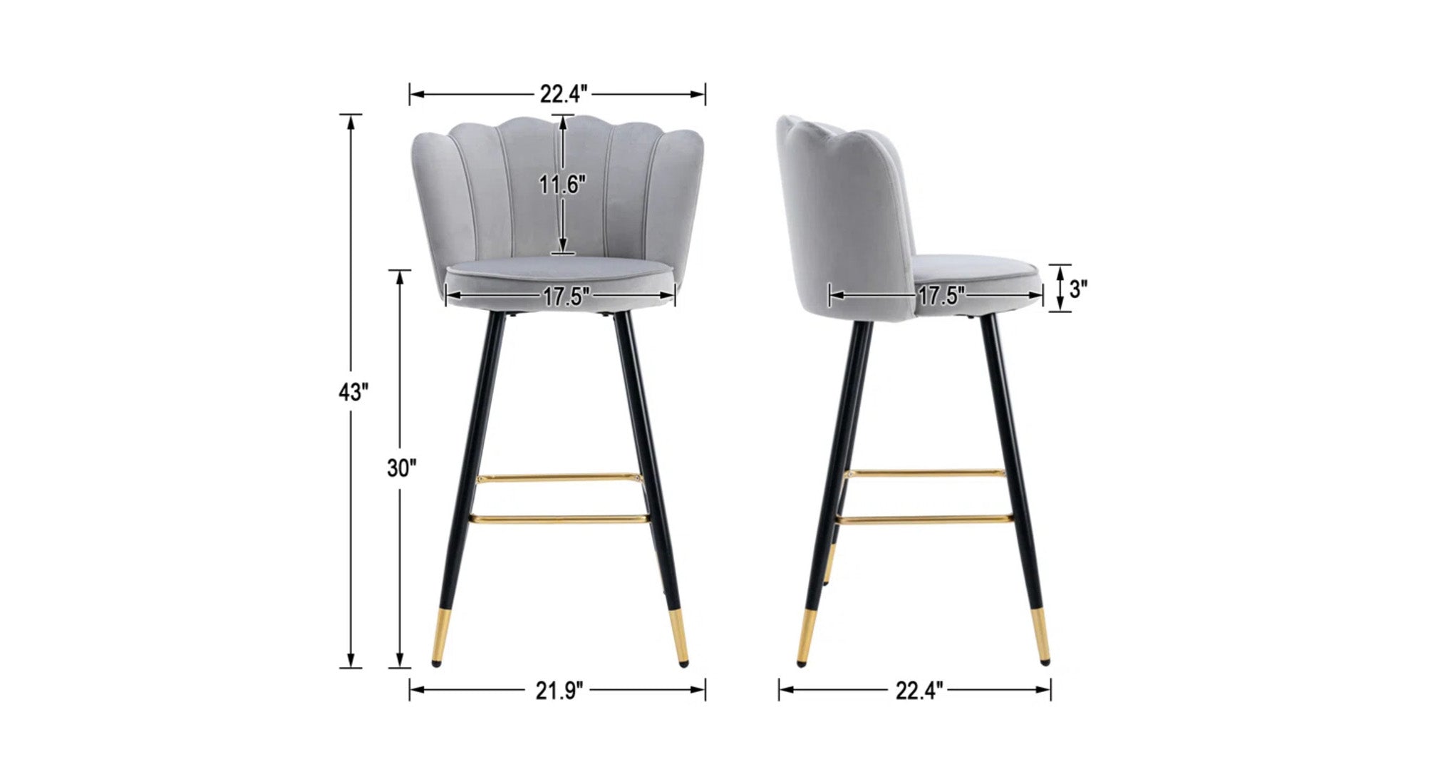 Flower Counter Stool - Grey