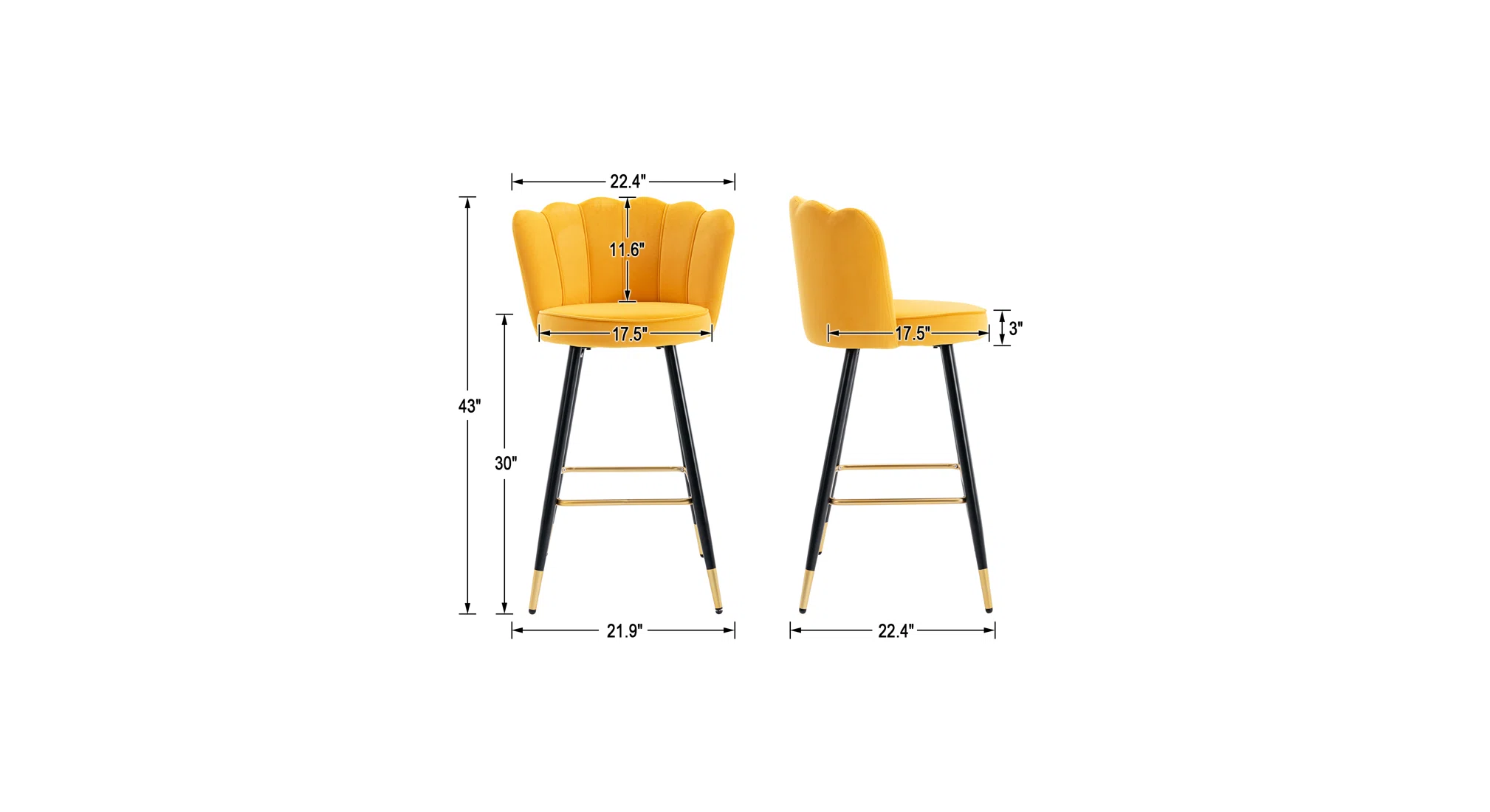 Flower Counter Stool - Yellow