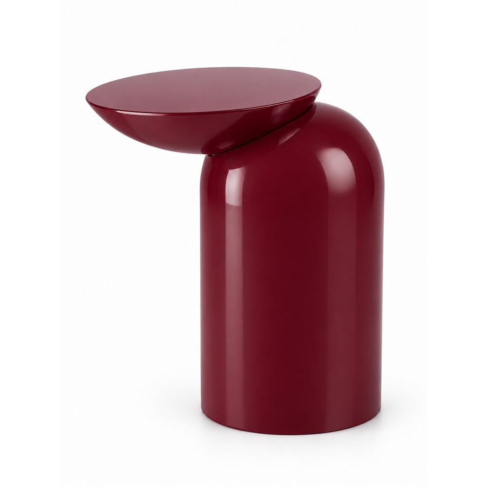 Modern Metal Sculptural Offset Bowl Side Table