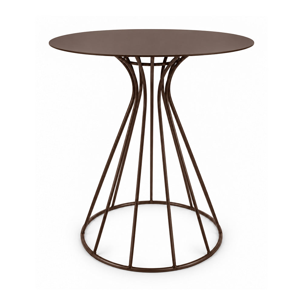 Metal Round Side Table with Sculptural Curved Base
