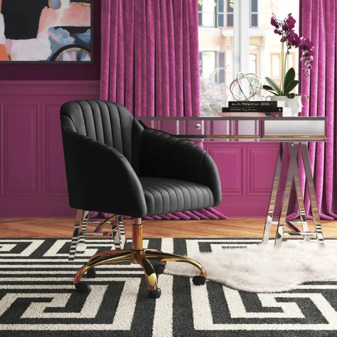 Louise Upholstered Task Chair – Black