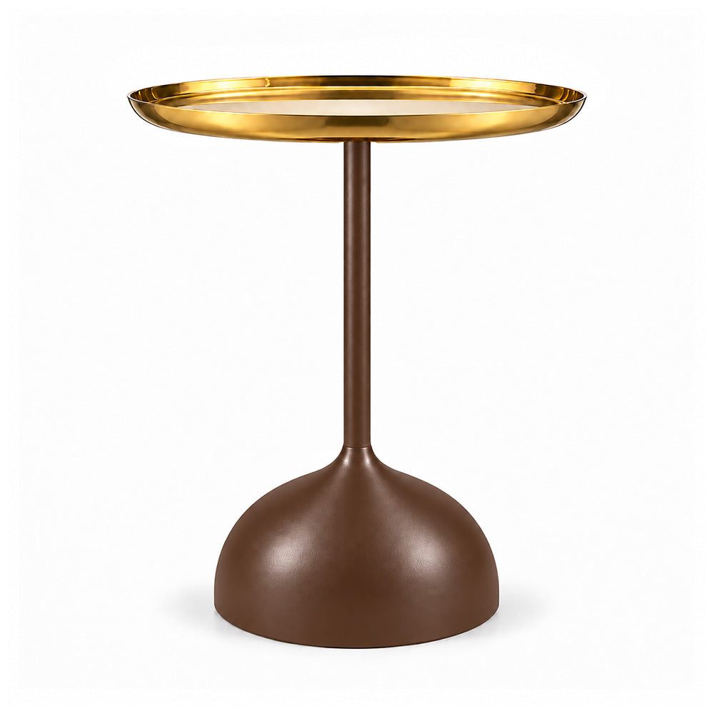 Metal Round Side Table with Flared Pedestal Base