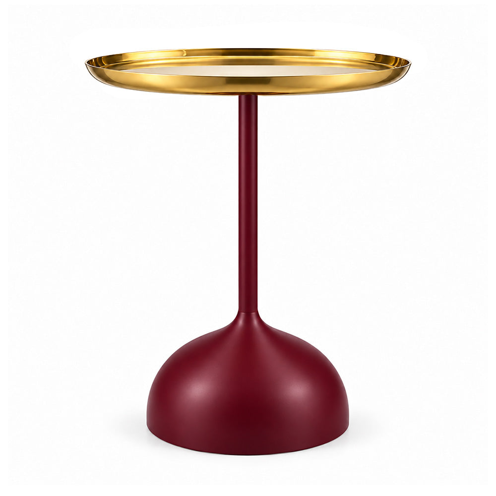Metal Round Side Table with Flared Pedestal Base