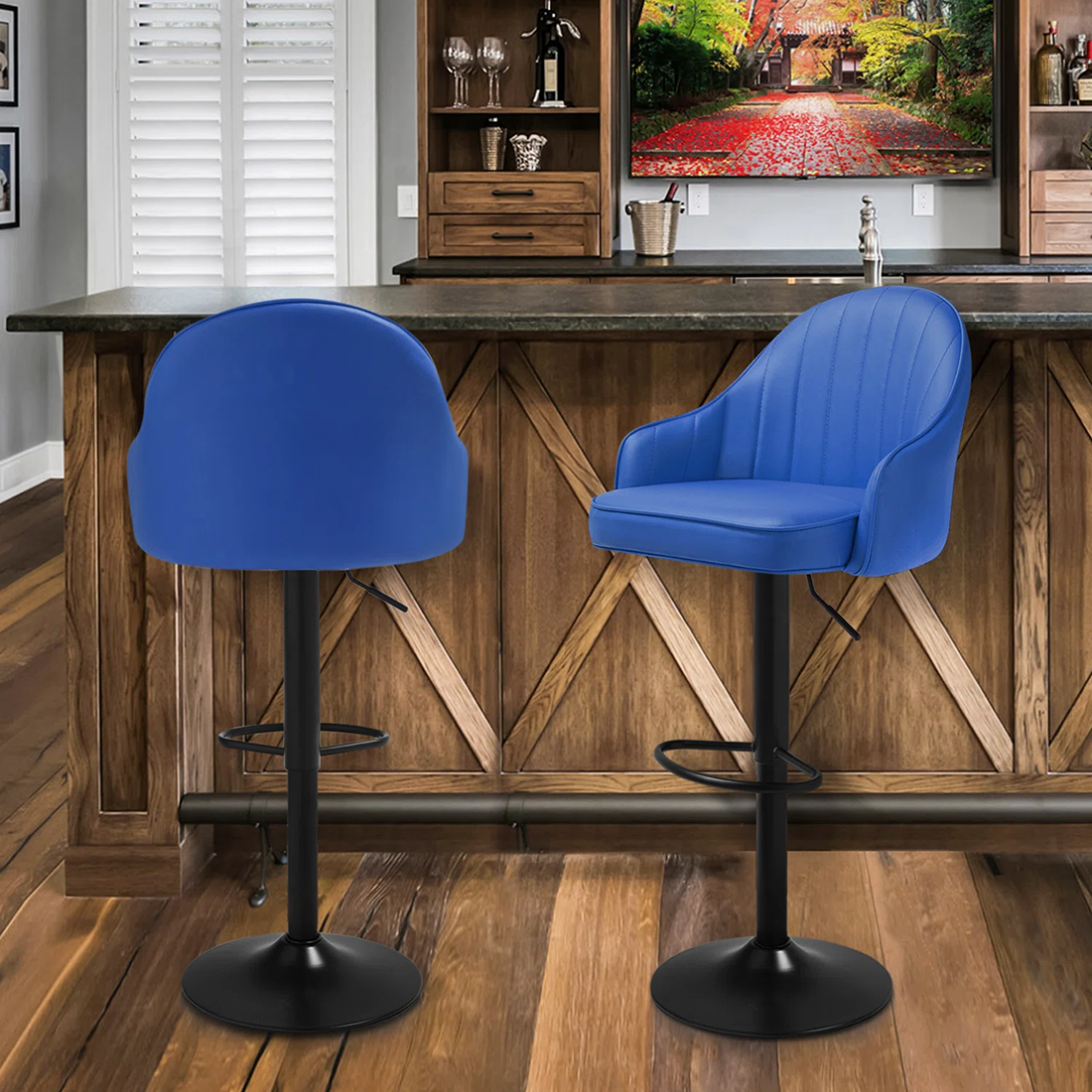 Fressia Swiel Bar Stool - Blue