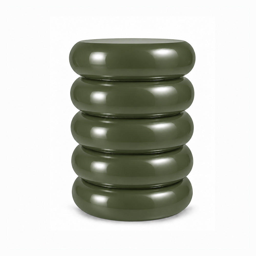 Modern Metal Sculptural Ribbed Round Side Table
