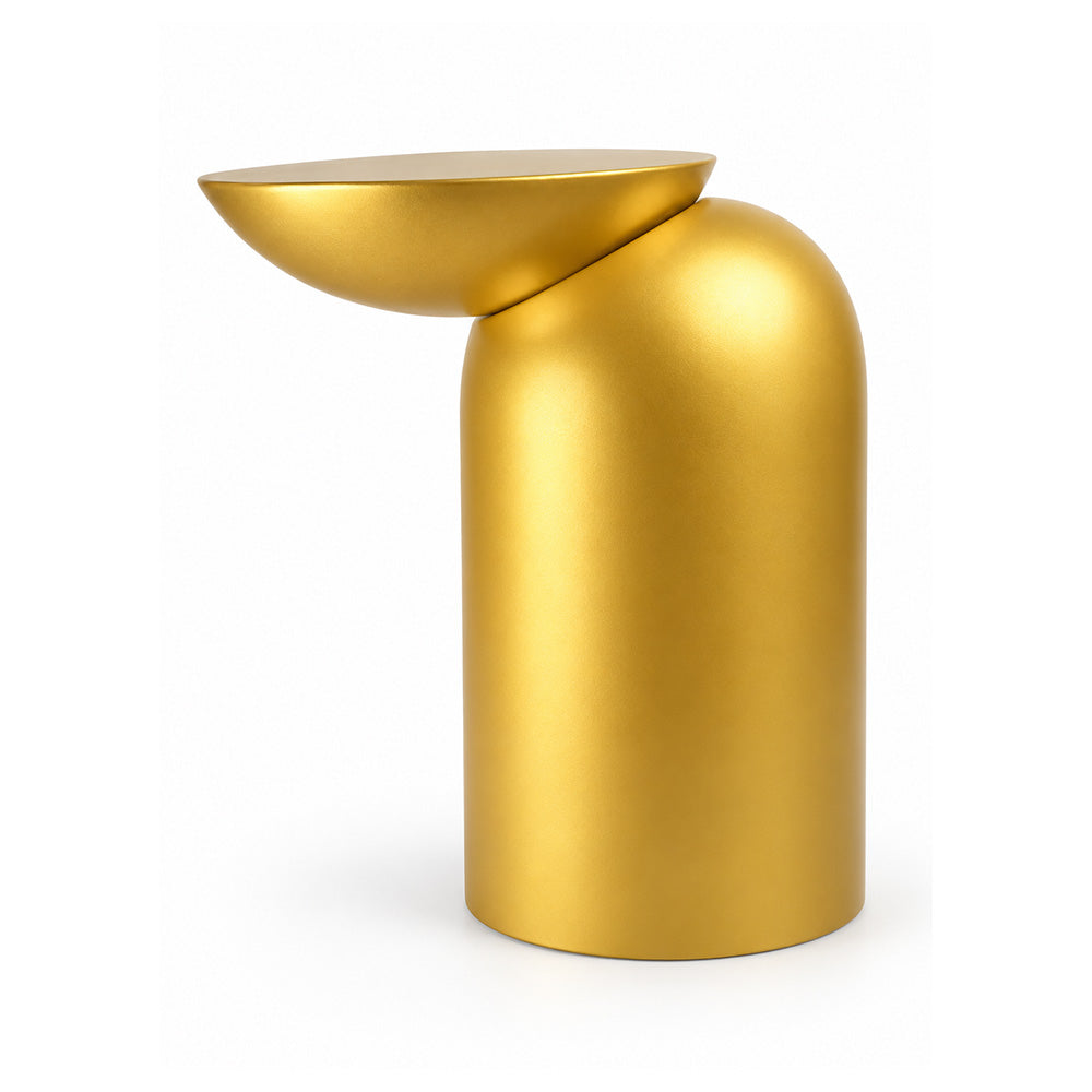 Modern Metal Sculptural Offset Bowl Side Table