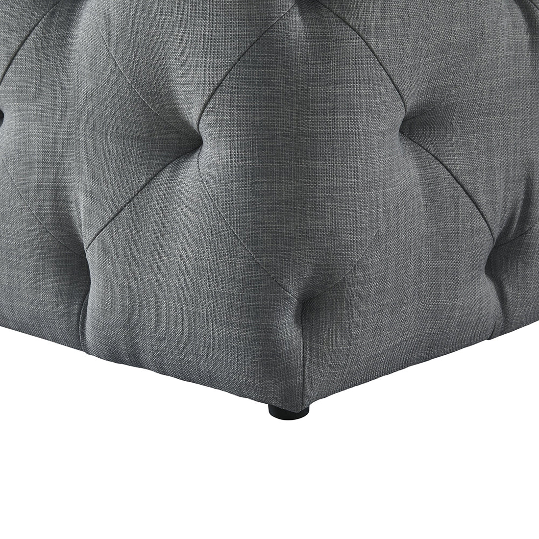 Square Tufted Velvet Ottaman/Poufee In Light Grey