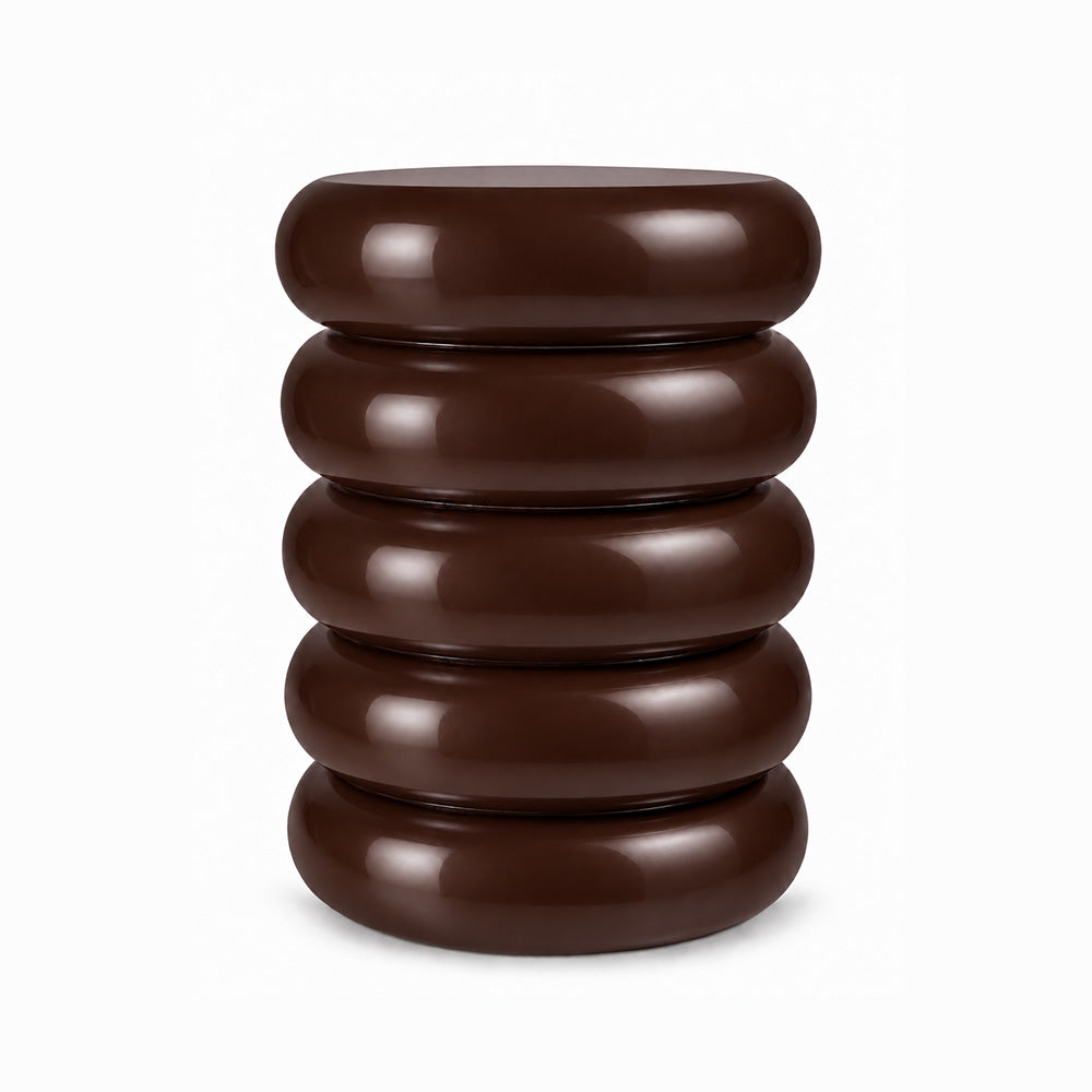 Modern Metal Sculptural Ribbed Round Side Table