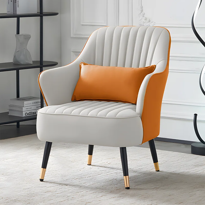 Havya Faux Leather Arm Chair Orange | Faux Leather Armchair Rust Orange