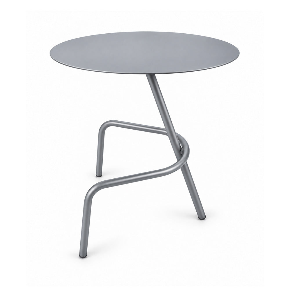 Modern Metal Round Side Table with Sculptural Loop Base
