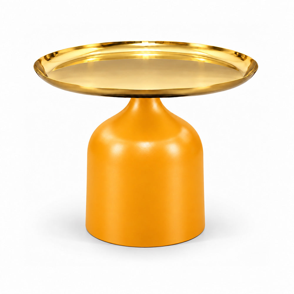 Midnight Gold Metal Round Pedestal Side Table