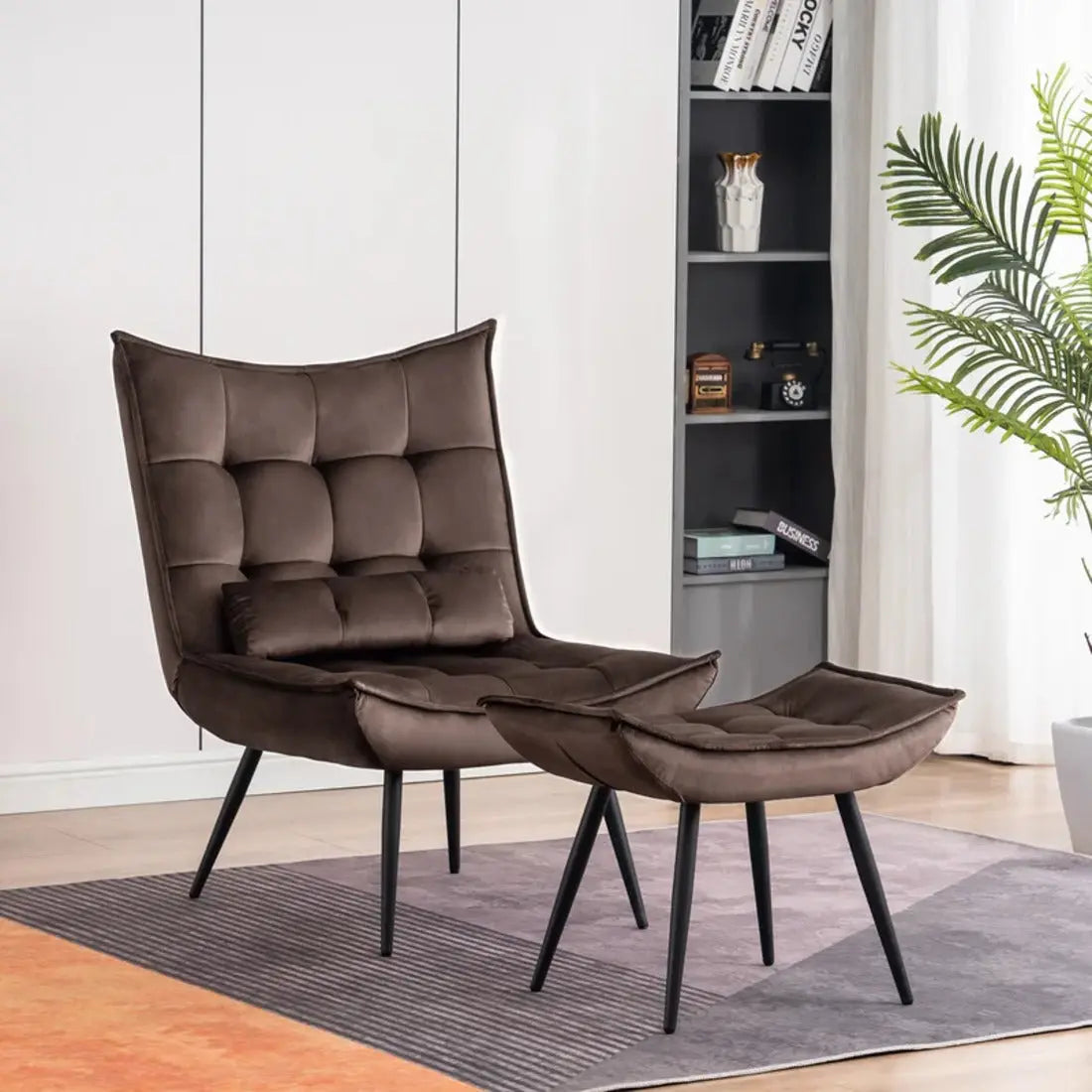 Elroy Accent Chair with Ottoman – Brown