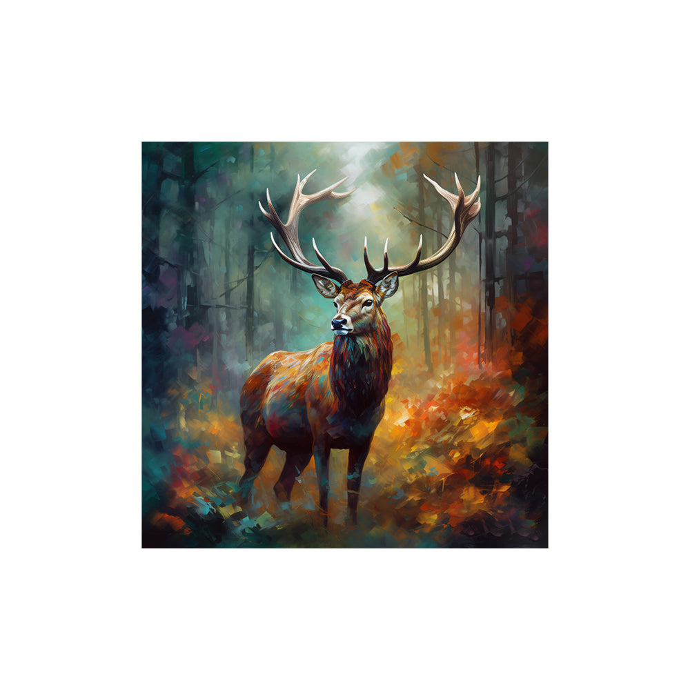 Colourful Stag in Forest Canvas Wall Painting