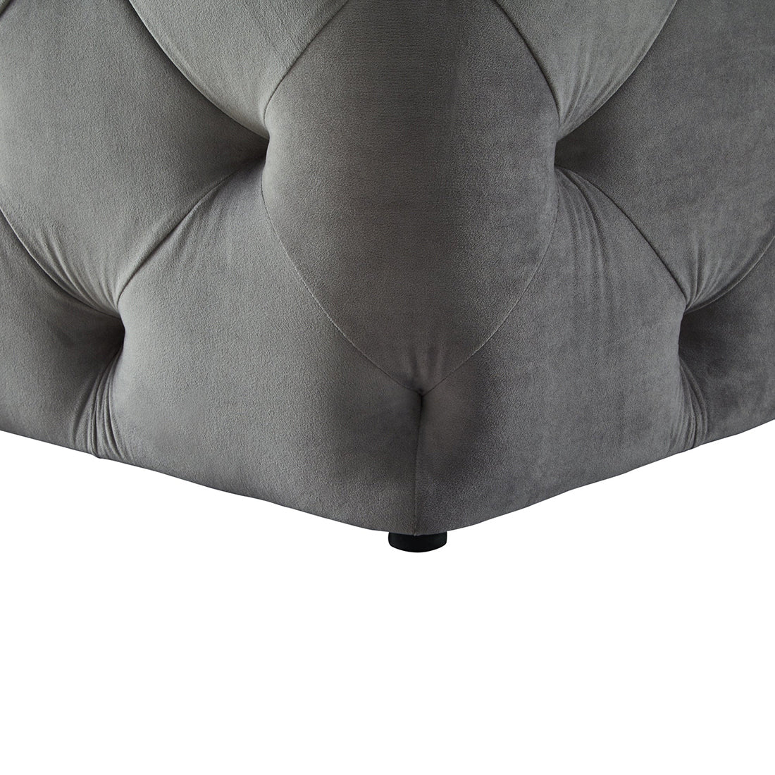 Square Tufted Velvet Ottaman/Poufee In Grey