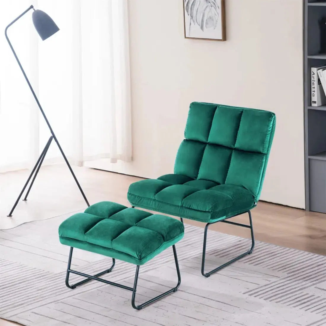 Hiltonia Chair with Ottoman – Green