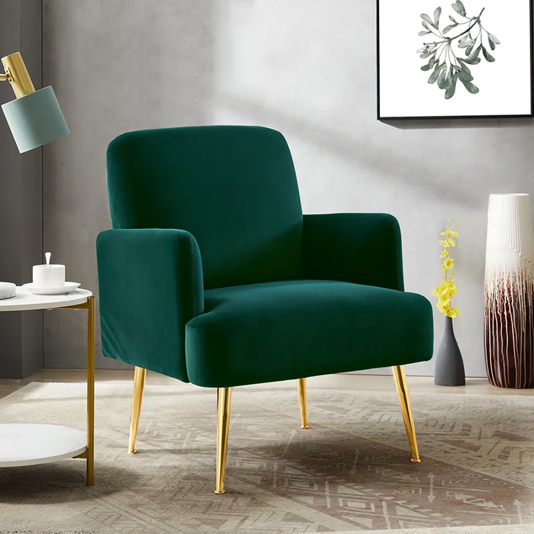 Esme Accent Chair Green | Modern Upholstered Accent Chair Olive Green