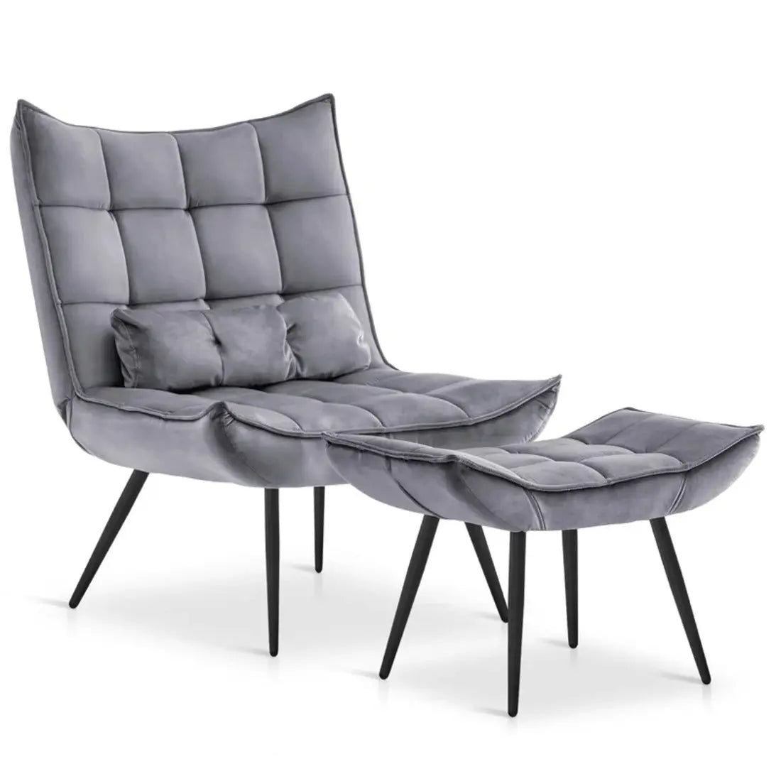 Elroy Accent Chair with Ottoman – Grey