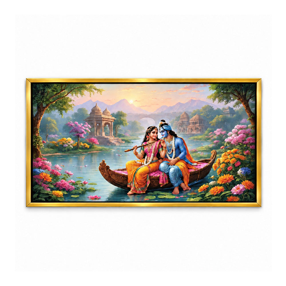 3D Style Radha Krishna Divine Canvas Wall Art