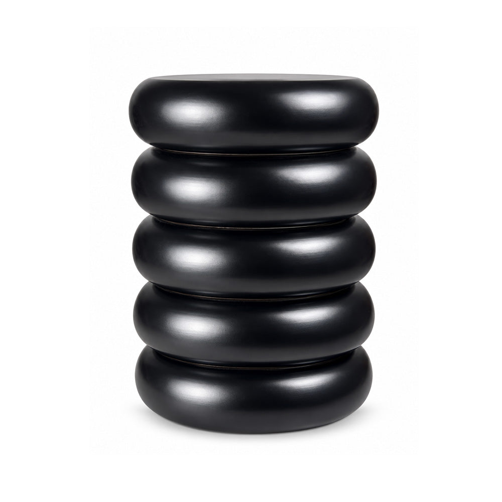Modern Metal Sculptural Ribbed Round Side Table