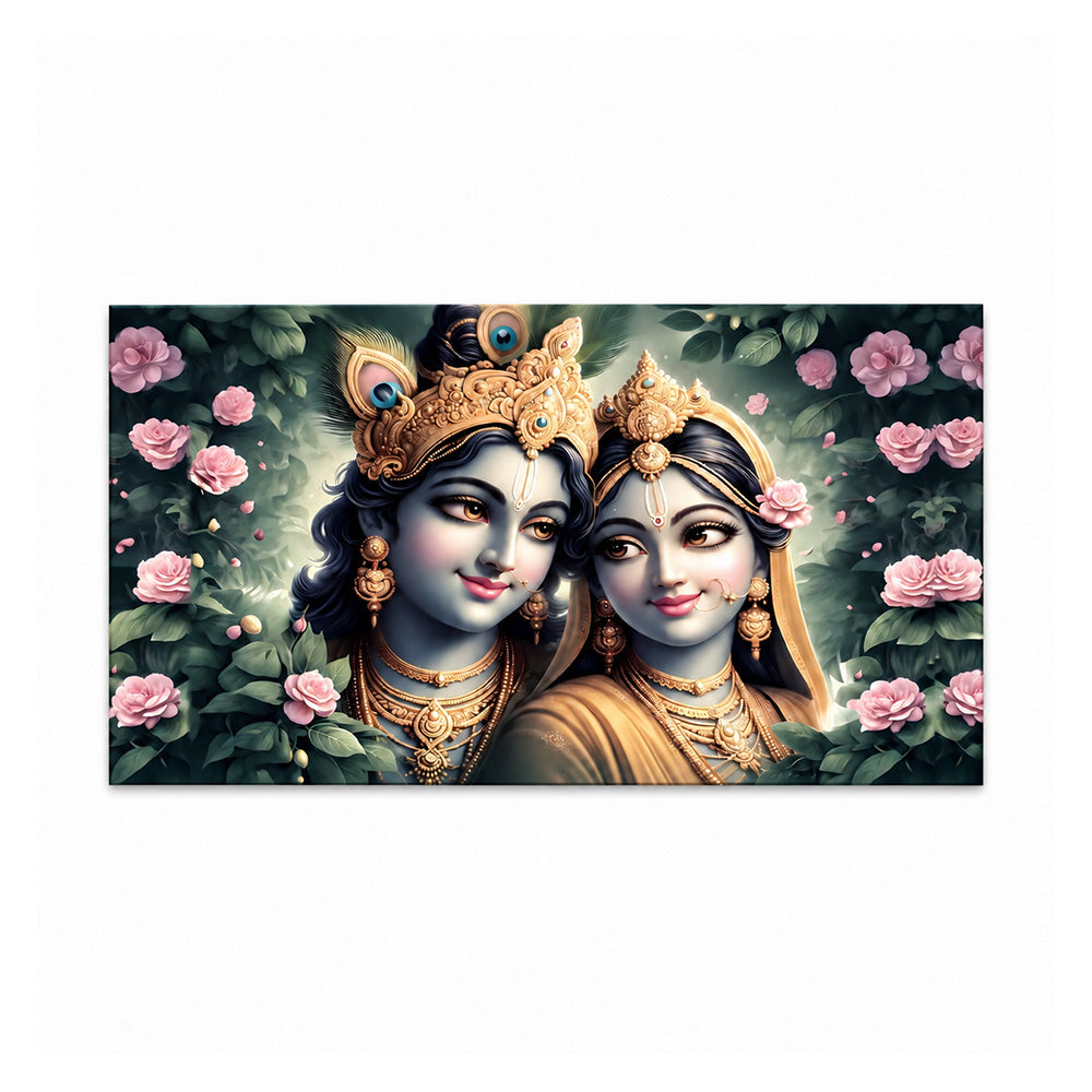 Shree Radha Krishna Divine Love Canvas Wall Painting