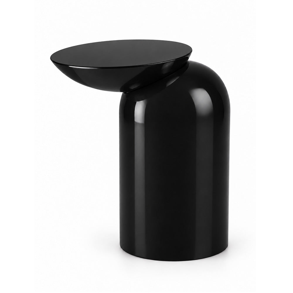 Modern Metal Sculptural Offset Bowl Side Table