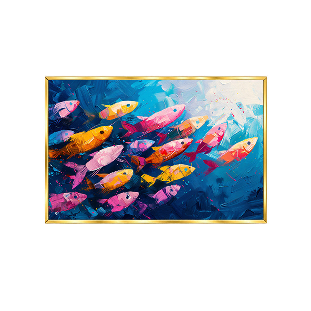 Colorful Fish School Canvas Wall Painting