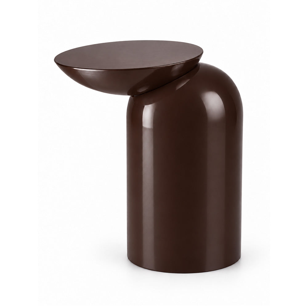 Modern Metal Sculptural Offset Bowl Side Table