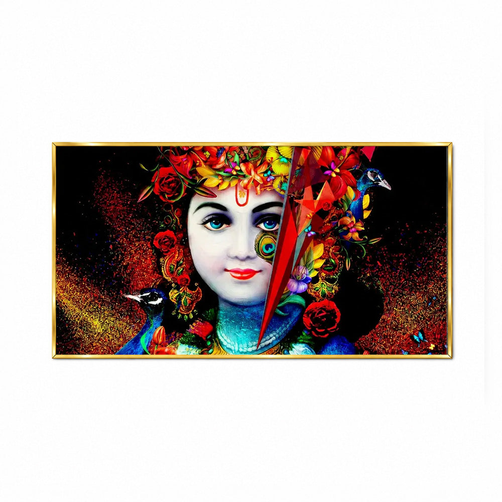 Lord Krishna with Peacock Spiritual Canvas Wall Painting