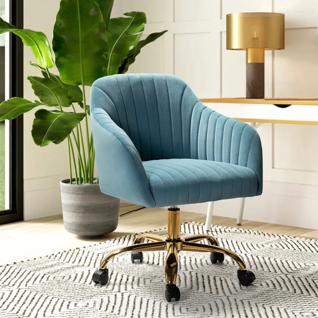 Louise Upholstered Task Chair – Sky Blue