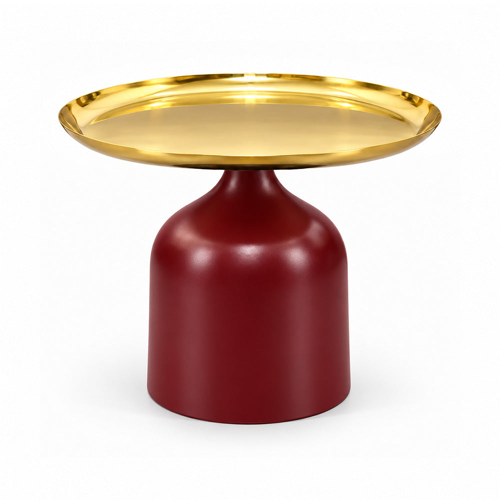 Midnight Gold Metal Round Pedestal Side Table