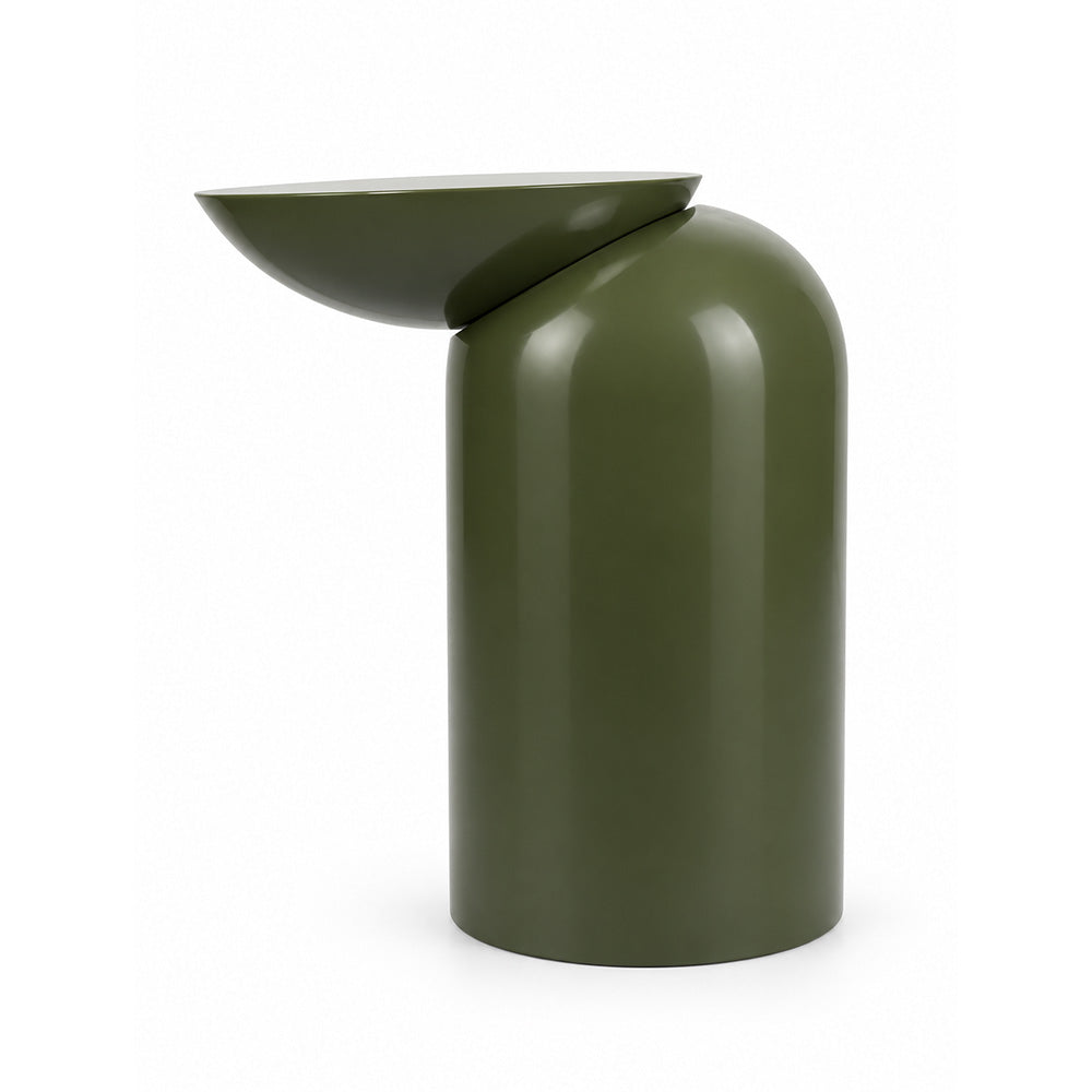 Modern Metal Sculptural Offset Bowl Side Table