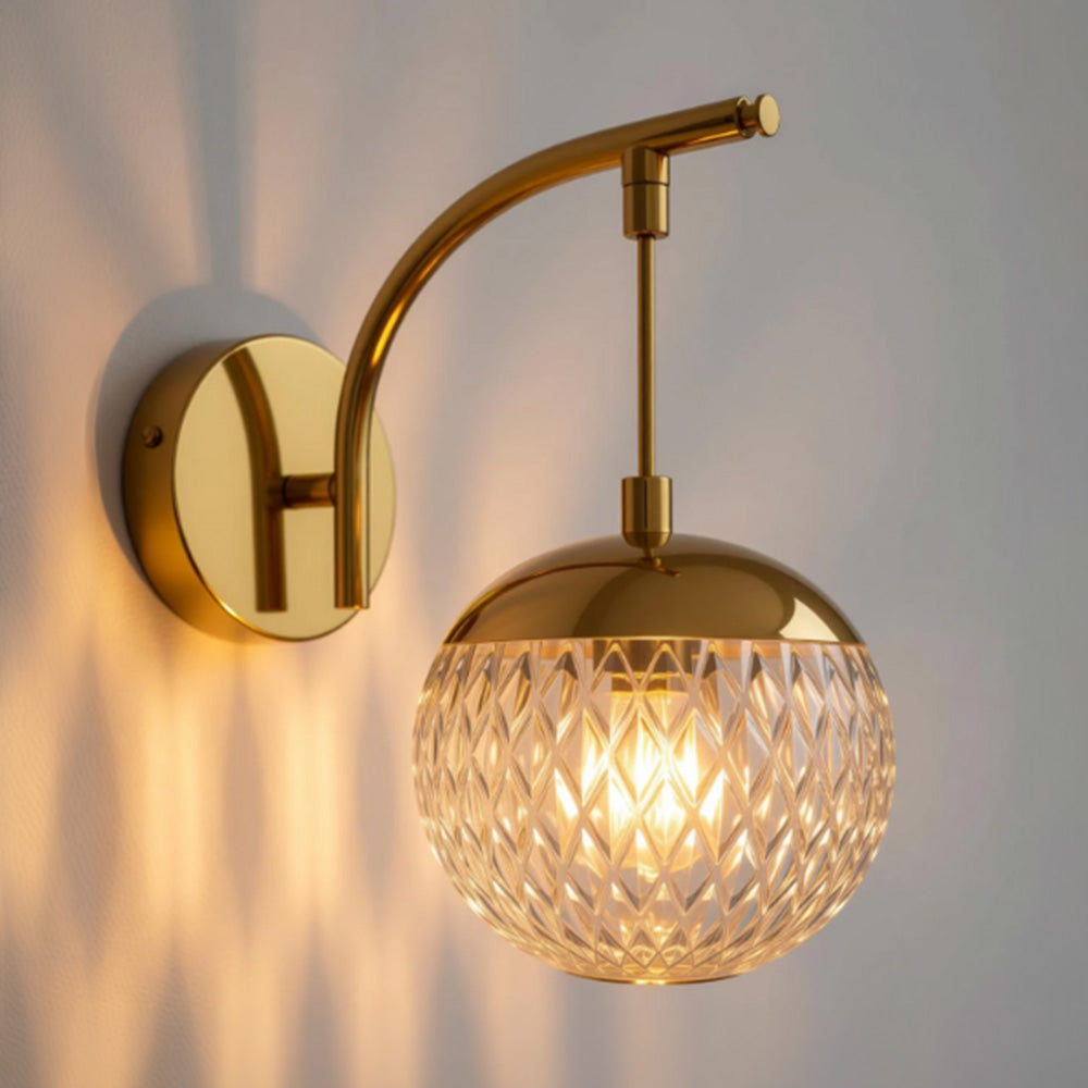Art deco crystal globe wall sconce
