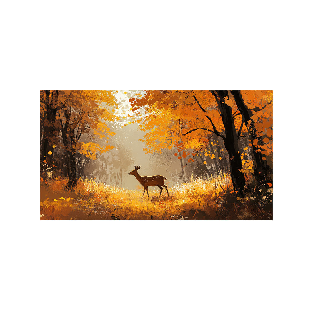 Deer in Autumn Forest Canvas Wall Painting