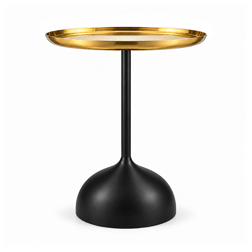 Metal Round Side Table with Flared Pedestal Base