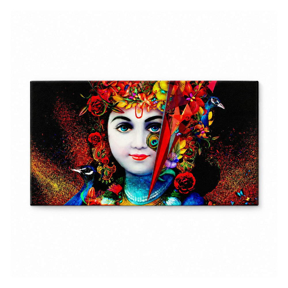 Lord Krishna with Peacock Spiritual Canvas Wall Painting