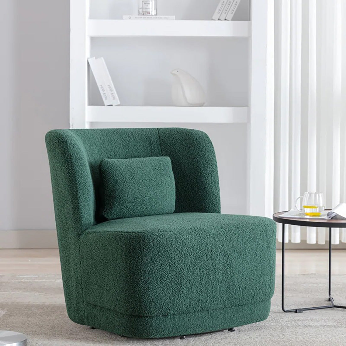 Deeda Barrel Chair Green | Upholstered Barrel Accent Chair Sage Green
