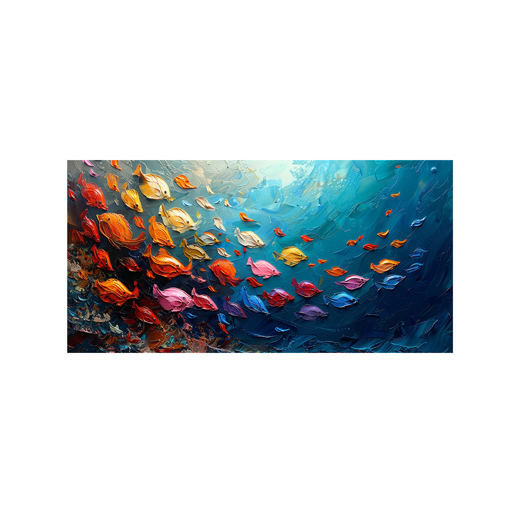 Ocean Fish School Canvas Wall Painting