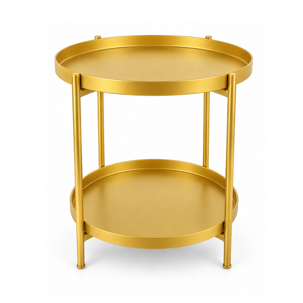 Modern Metal 2-Tier Round Side Table
