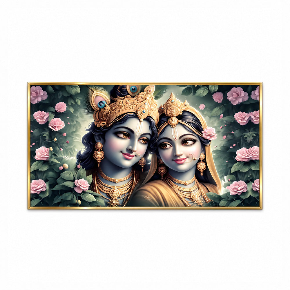 Shree Radha Krishna Divine Love Canvas Wall Painting