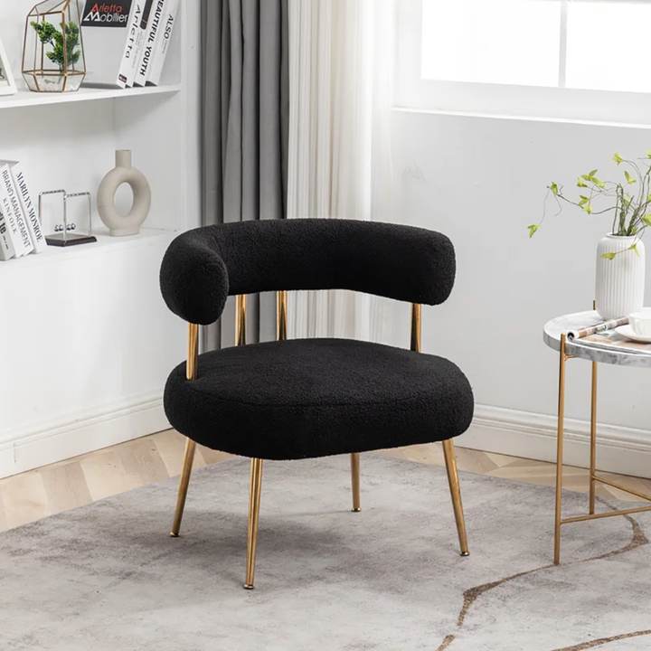 Bonnita Accent Chair Black | Curved Fabric Accent Chair Jet Black
