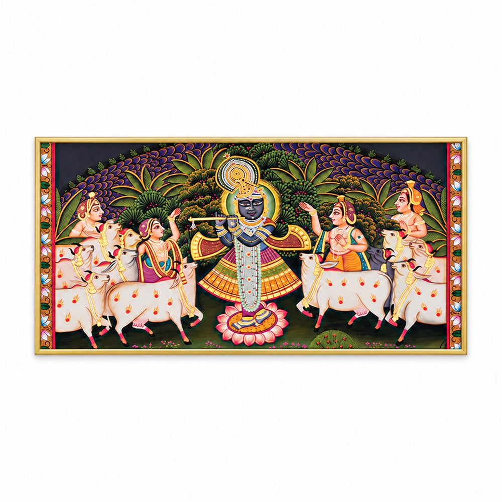 Lord Krishna Pichwai Style Canvas Wall Painting