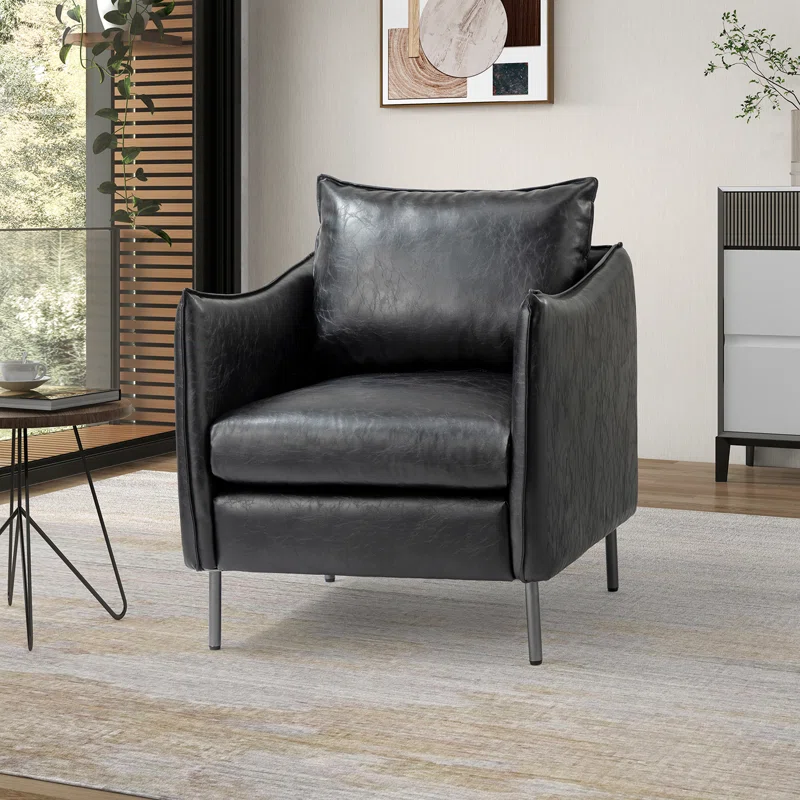 Lucas Accent Chair Black | Mid Century Accent Chair Matte Black