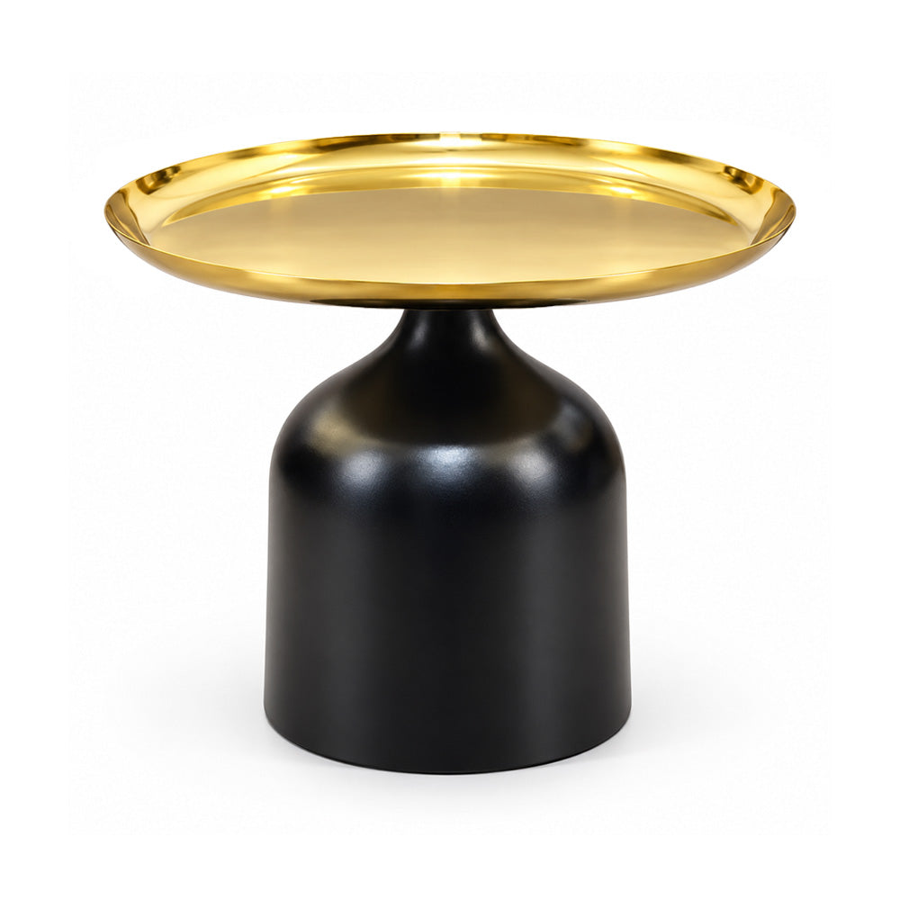 Midnight Gold Metal Round Pedestal Side Table