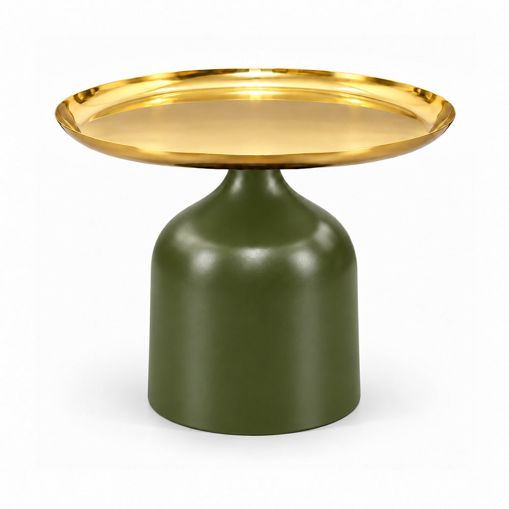 Midnight Gold Metal Round Pedestal Side Table