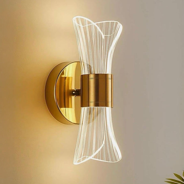 Art deco hourglass crystal wall sconce