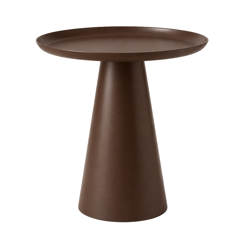 Modern Metal Tray-Top Pedestal Side Table