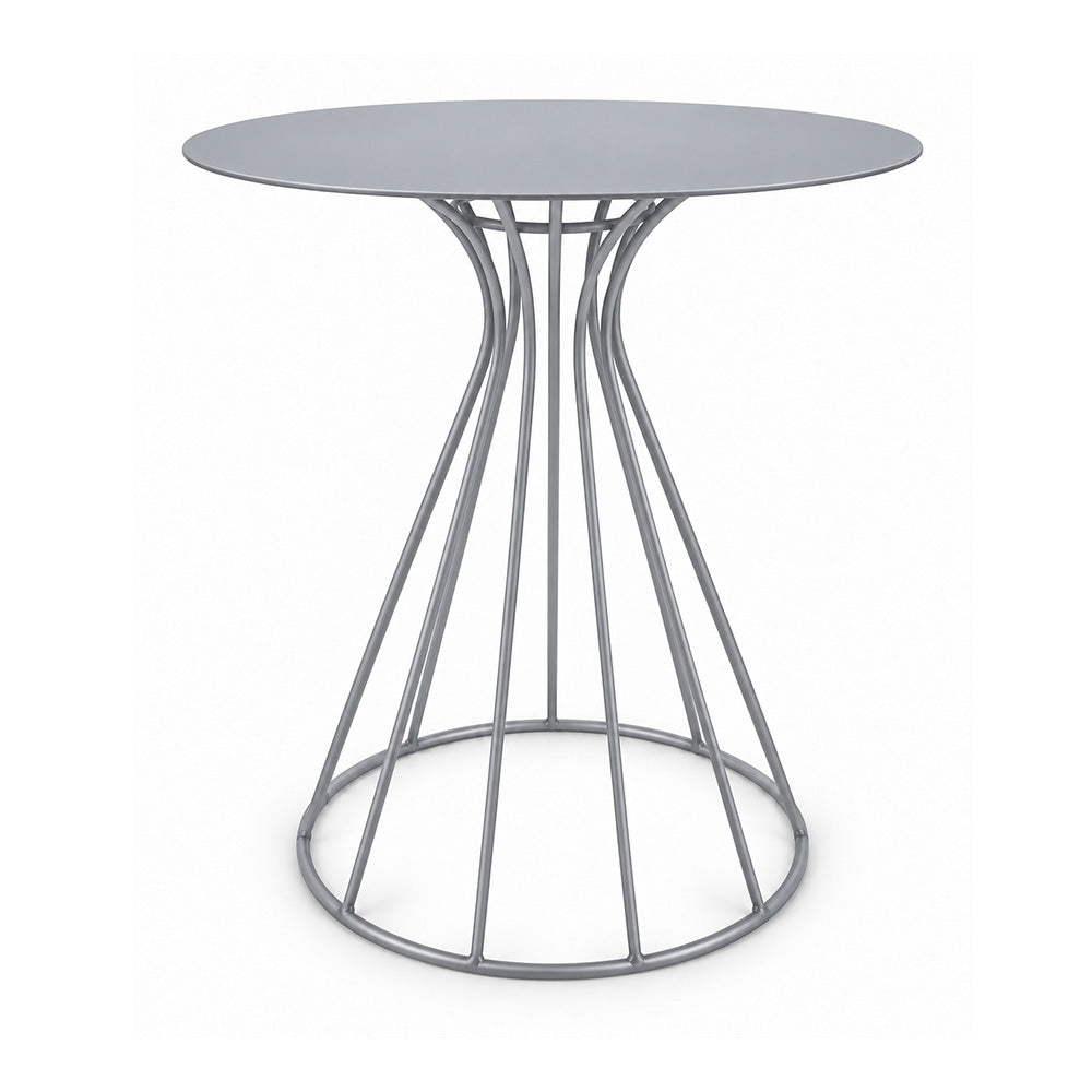 Metal Round Side Table with Sculptural Curved Base