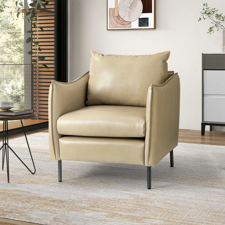 Lucas Accent Chair Beige | Mid Century Accent Chair Light Beige